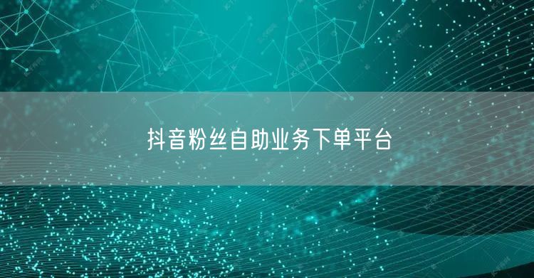 抖音粉丝自助业务下单平台