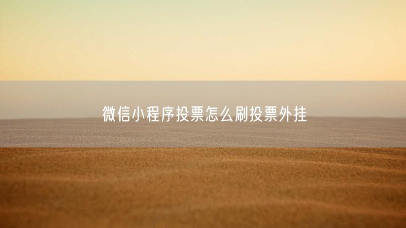 微信小程序投票怎么刷投票外挂