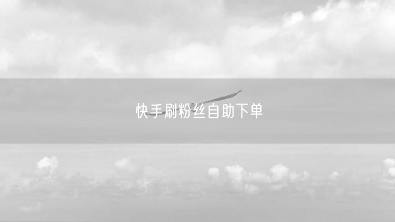 快手刷粉丝自助下单