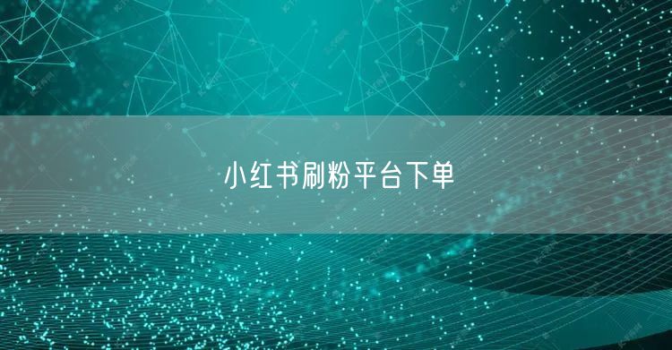 小红书刷粉平台下单