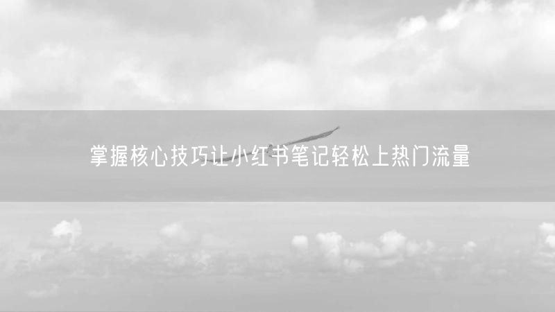 掌握核心技巧让小红书笔记轻松上热门流量
