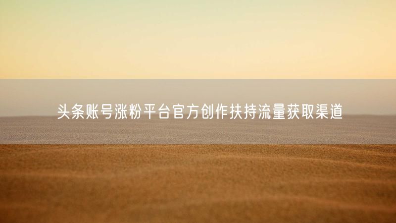 头条账号涨粉平台官方创作扶持流量获取渠道