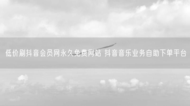 低价刷抖音会员网永久免费网站 抖音音乐业务自助下单平台