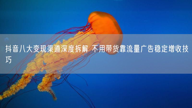 抖音八大变现渠道深度拆解 不用带货靠流量广告稳定增收技巧