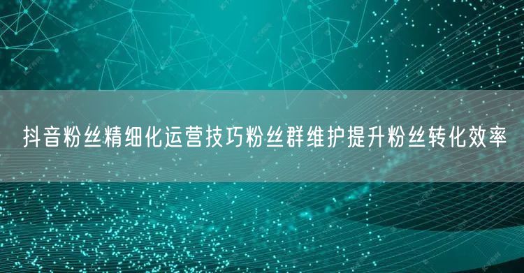 抖音粉丝精细化运营技巧粉丝群维护提升粉丝转化效率