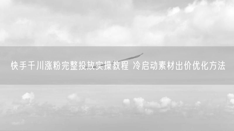快手千川涨粉完整投放实操教程 冷启动素材出价优化方法