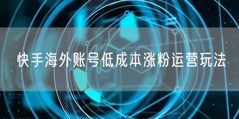 快手海外账号低成本涨粉运营玩法