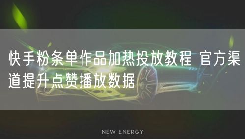 快手粉条单作品加热投放教程 官方渠道提升点赞播放数据