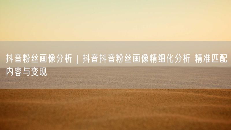 抖音粉丝画像分析｜抖音抖音粉丝画像精细化分析 精准匹配内容与变现