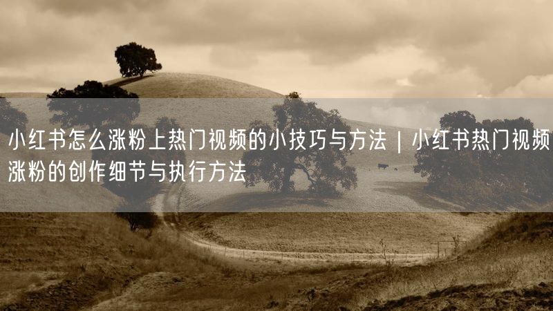 小红书怎么涨粉上热门视频的小技巧与方法｜小红书热门视频涨粉的创作细节与执行方法